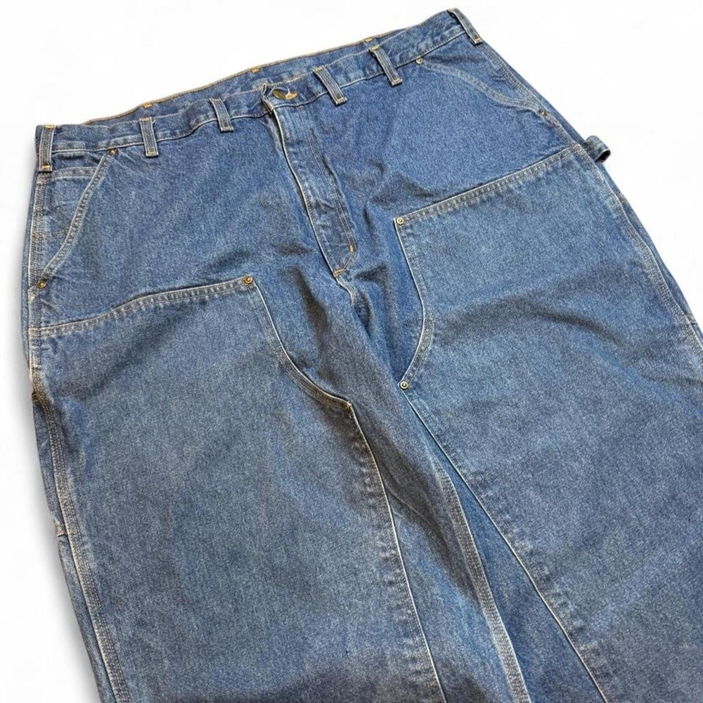 Vintage y2k Carhartt double knee blue denim carpenter workwear pants 44x32